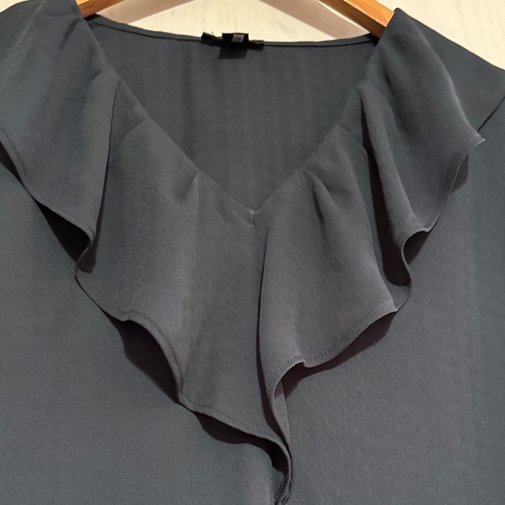 Anne Klein Midnight Blue Ruffle Blouse - Picture 2 of 5
